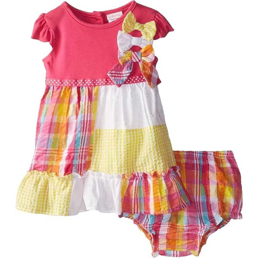 Youngland Baby Girl Patch Work Sundress with Bloomer - Multicolor, 18 Months NWT